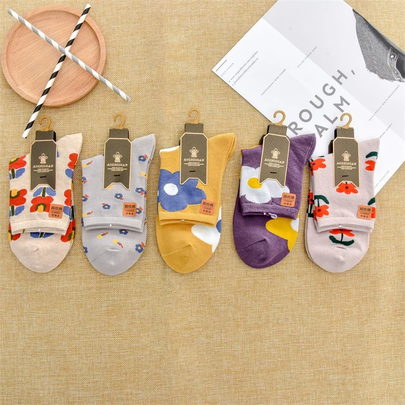 10 пар/уп. осенне-зимние новые женские носки без пятки, японский милый стиль, Мультяшные женские носки, дышащие носки с фабрики