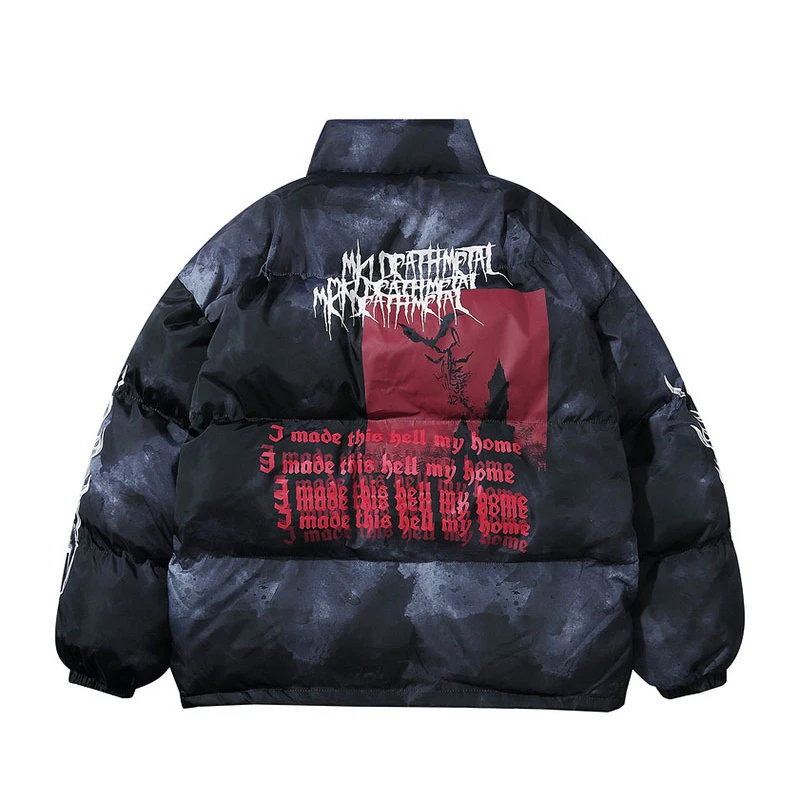 black parkas Plegie креативные парки с принтом в виде граффити и чернилами, уличная одежда, хипстерские парки в стиле панк-рок с хлопковой подкладкой, парные парки, пальто - Цвет: black parkas