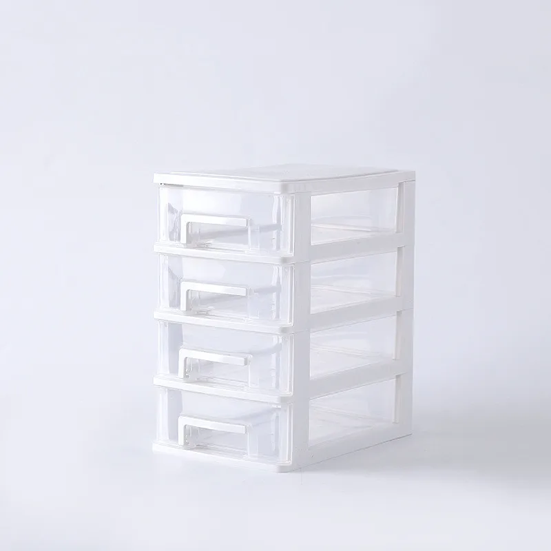 Прозрачный Настольный ящик для хранения, многослойная пластиковая маленькая коробка, домашний офисный шкаф для хранения косметики, органайзер для украшений - Цвет: White-4layers