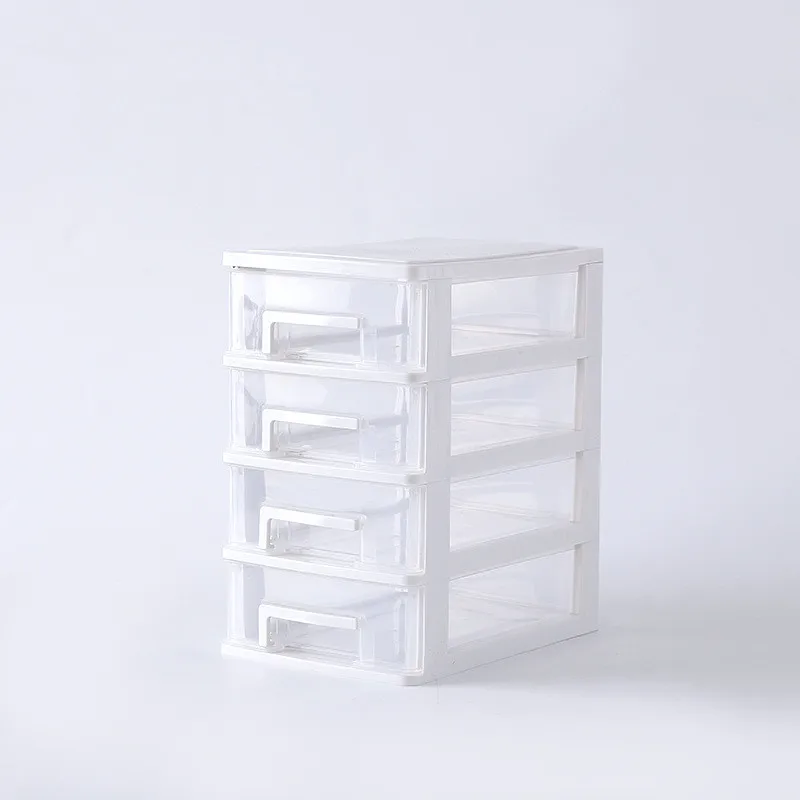 White-4layers Прозрачный Настольный ящик для хранения, многослойная пластиковая маленькая коробка, домашний офисный шкаф для хранения косметики, органайзер для украшений - Цвет: White-4layers