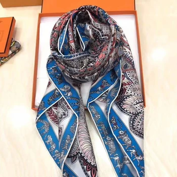 

2020 new hot sale counter women's Scarf Shawl Tulle Muslim headscarf Chiffon Scarf summer printing fashion silk package 90X90