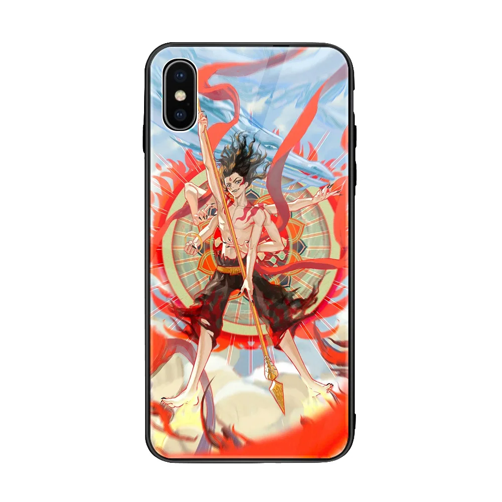 NZ-5 Милый мультяшный чехол для iPhone XS Max XR 6 6s 7 8 Plus X NEZHA, эксклюзивные чехлы из закаленного стекла, чехлы, подарок - Цвет: NZ-5