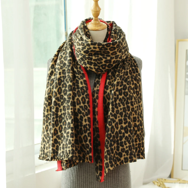 Winter Warm Women Scarf Fashion Animal Leopard Print Lady Thick Soft Shawls and Wraps Female Foulard Cashmere Scarves Blanket