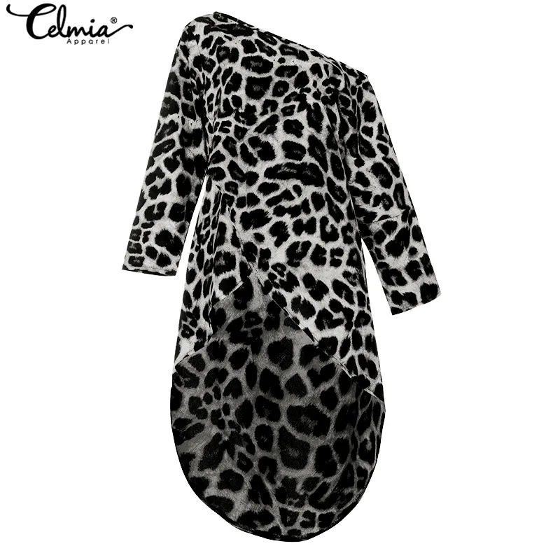 Женские сексуальные топы с леопардовым принтом, женские повседневные рубашки с длинным рукавом, винтажные Асимметричные блузы размера плюс