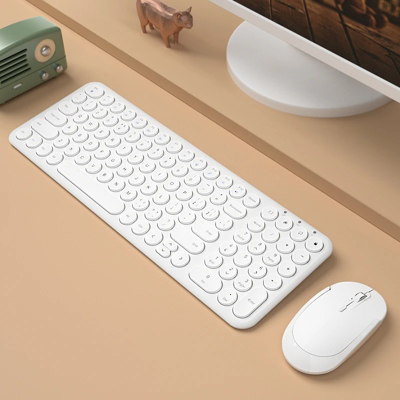 

2.4G Wireless Silent Keyboard Ergonomic Mouse Round keycap Keyboard Gaming Mouse For Macbook Pro Lenovo Computer Keyboard Mouse