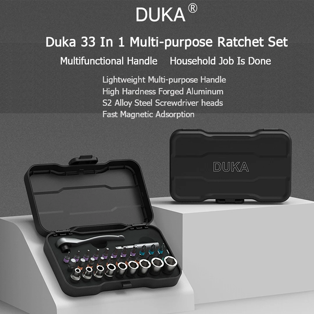 Многоцелевой ключ-Трещотка Youpin DUKA 33 в 1 отвертка S2 магнитные биты набор