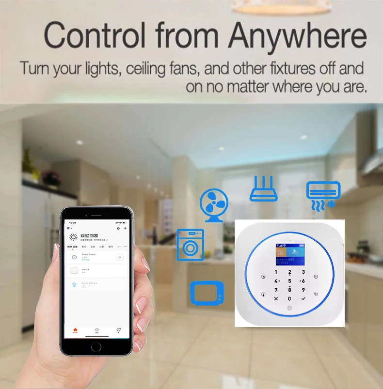 Wifi GSM система домашней сигнализации IOS Android Tuya APP lcd сенсорная клавиатура 433 МГц беспроводной датчик комплект 11 языков для переключения