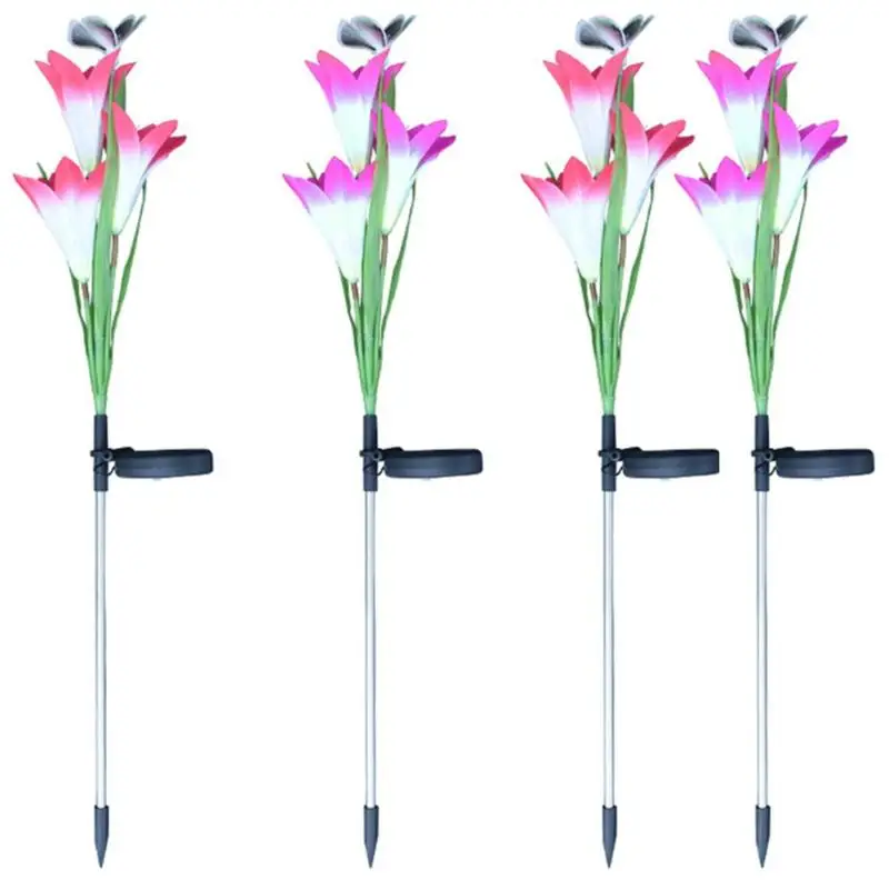 Солнечный свет сада Открытый водонепроницаемый освещение разноцветные бабочки, цветы Светодиодная сказочная лампа для газона Рождественский Декор