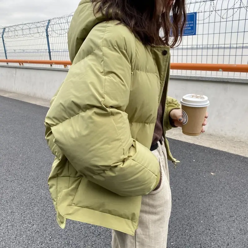 

2020 Short Winter Jacket Fashion New Women Down Jacket Simple Design Hooded Coats Warm Thicken Short Casual Down Parka CRRIFLZ