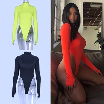 

Nightclub GoGo Female Singer Bodysuit Sexy High-Fork Long-Sleeved High-Necked Jumpsuit Bar Party DS Performance Clothing DL5593