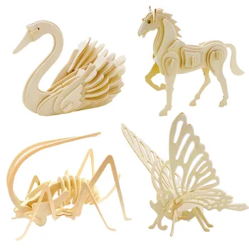 

Children DIY 3D Three-Dimensional Wooden Animal Shape Children'S Educational Toys Baby Handmade Wooden Puzzle Toys High Quality