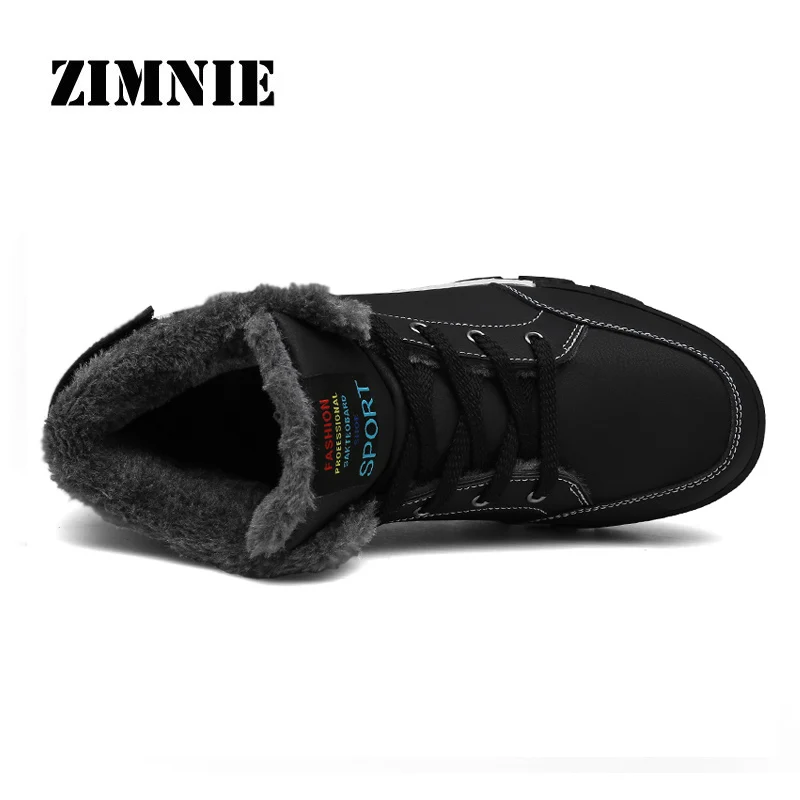 ZIMNIE/Брендовые мужские рабочие теплые ботинки с круглым носком для мужчин; легкие удобные повседневные кроссовки; модные Нескользящие мужские ботильоны