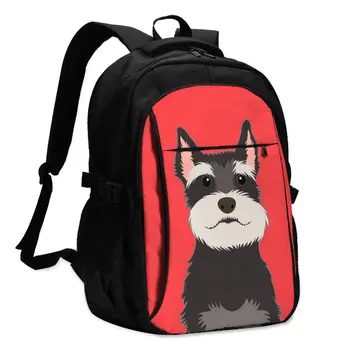 

Backpack USB Charge Women Schnauzer Dog Student Backpack Letters Print School Bag Teenager Girls Backpack