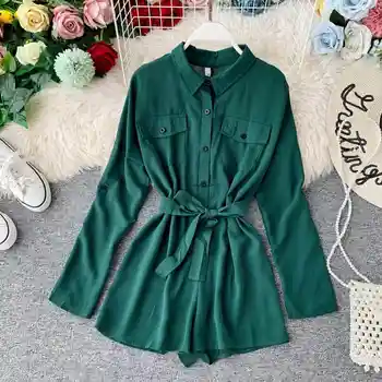 

Summer Fashion Women Rompers 2019 Long Sleeve Chiffon Slim Shorts Playsuits Female Bodycon Jumpsuit Girls Bodysuits Overalls new