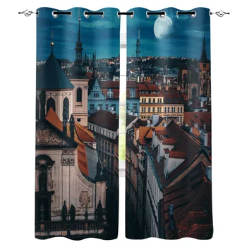 

Prague Night Scenery Curtains for Living Room Children Bedroom Decoration Home and Kitchen Products Windows Drapes