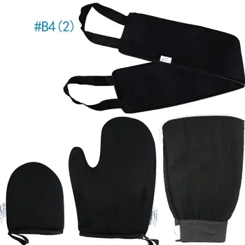 

4pcs/set Flocking Dermabrasion Rubbing Towel Black Tanning Oiled Color Flocking Gloves Pull Back Personal Body Care Set Hot