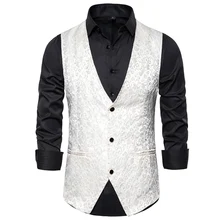 PUIMENTIUA 2019 Fashion Mens Solid Suit Vest Punk Business Slim Wedding Sleeveless Embroidered single-breasted Men Suit Vest PUIMENTIUA 2019 Fashion Mens Solid Suit Vest Punk Business Slim Wedding Sleeveless Embroidered single-breasted Men Suit Vest