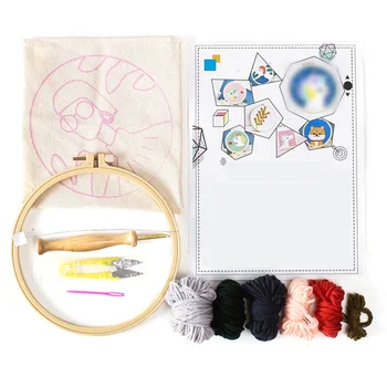 

Embroidery Needle Punch Hoop Kit Cross Stitch Set For Handmade Beginner Decor Needle Kits Wooden Embroidery Hoop