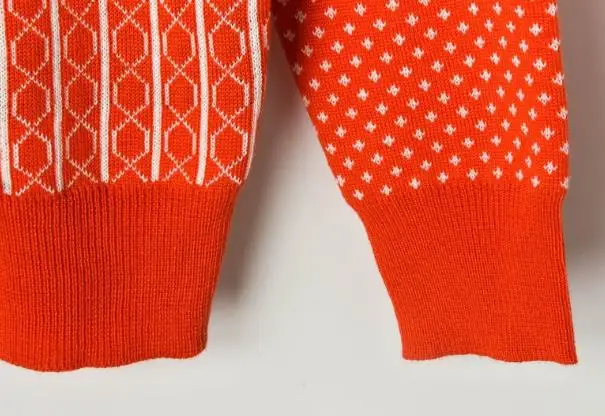 Зимний оранжевый контрастный цвет жаккардовый маленький животный белка вязаный женский свитер пуловер женский свитер