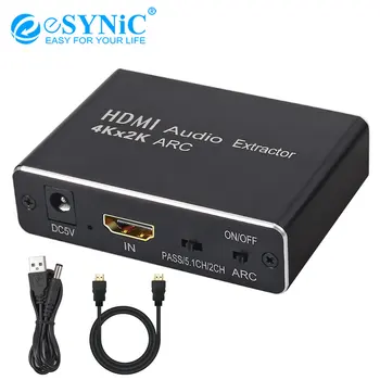 

eSYNiC HDMI Audio Extractor HDMI to Optical Toslink SPDIF Coaxial Output Converter Support HDMI ARC On or Off 4K x 2K 3D For PS3