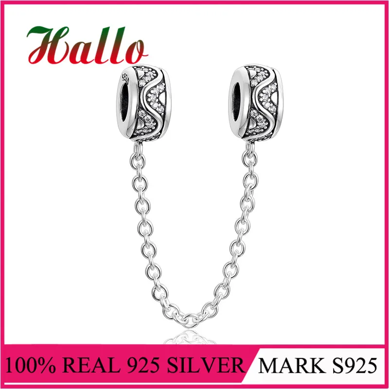 Safty Chain Charms encantos de plata 925 подходит для шармов Серебро 925 оригинальные браслеты бусины для изготовления ювелирных изделий