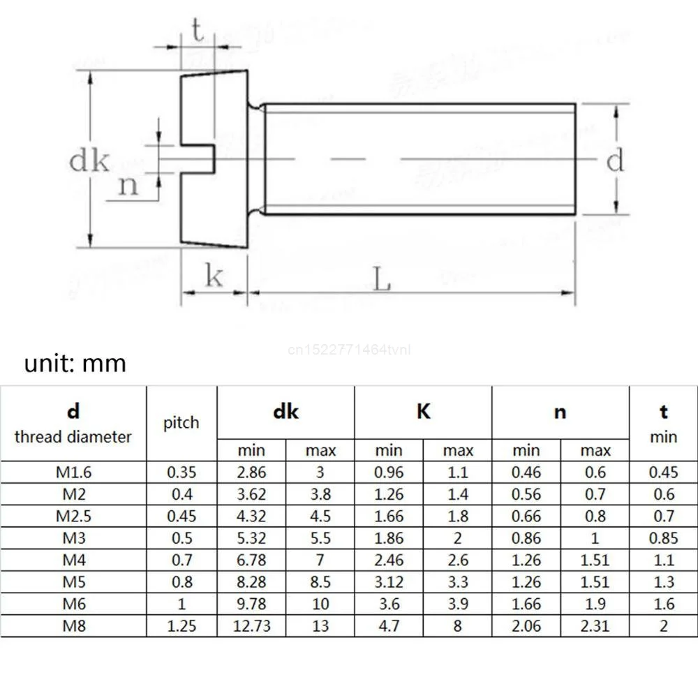 10/50pcs M1.6 M2 M2.5 M3 M4 M5 M6 304 A2-70 stainless steel GB65 Slotted Cap Head Slot Column Round Cheese Head Screw Bolt