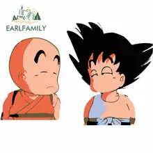 EARLFAMILY 13cm x 12.1cm Car Stickers Anime Goku and Klin Cartoon Oem JDM Polyethylene Sunscreen Waterproof Vinyl Car Wrap