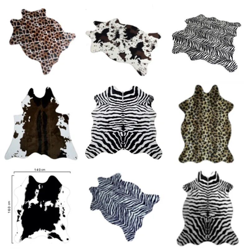 Animal Printed Leopard Zebra Tiger Cow Hide Faux Fur Area Rug Carpet Blanket kitchen Outdoor Rugs Washable | Дом и сад