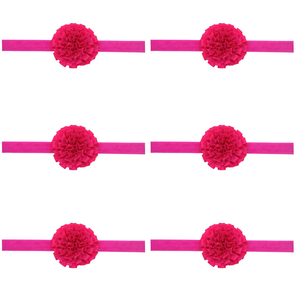 Hot Pink-6 PCS 6 шт.; плиссированные Цветочные головные уборы для новорожденных; эластичная повязка на голову; Однотонные резинки для волос; HATWO1015 - Цвет: Hot Pink-6 PCS
