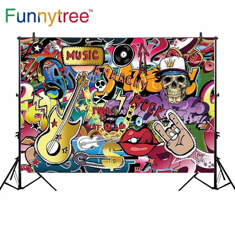 Funnytree рок-музыка фон для фотосъемки граффити гитара вечерние Фотофон виниловый реквизит декор