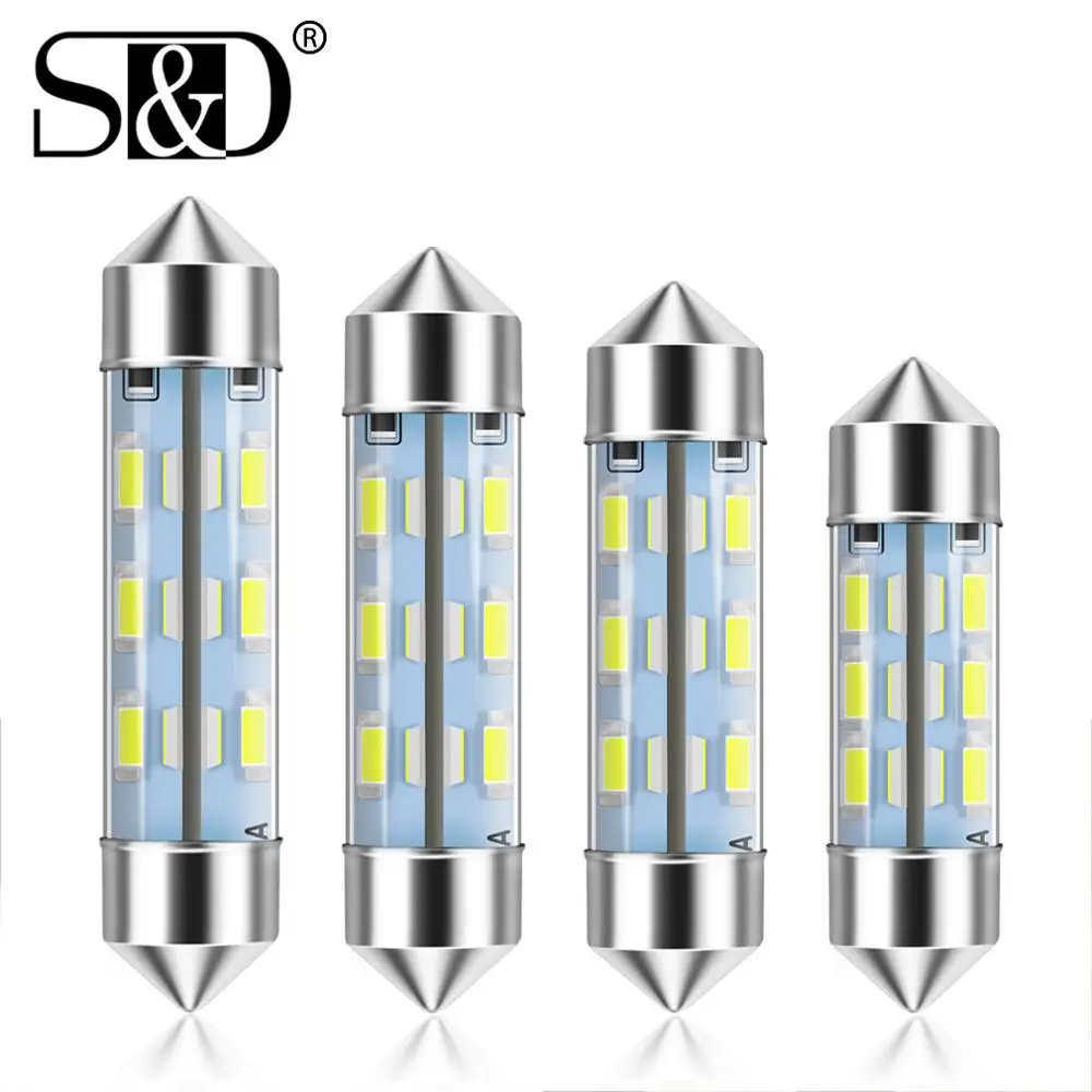 

1pc C10W C5W LED Bulb Festoon 31mm 36mm 39mm 41mm bulbs for cars License plate Interior Reading Light White 12V