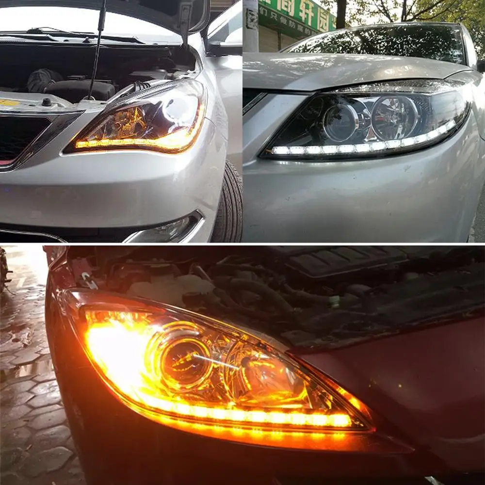 2pcs car styling LED Headlight DRL Amber Turn Signal Light For Ford Fiesta Focus 2 3 1 MK2 MK3 Mondeo MK4 Fusion Ranger Mustang |