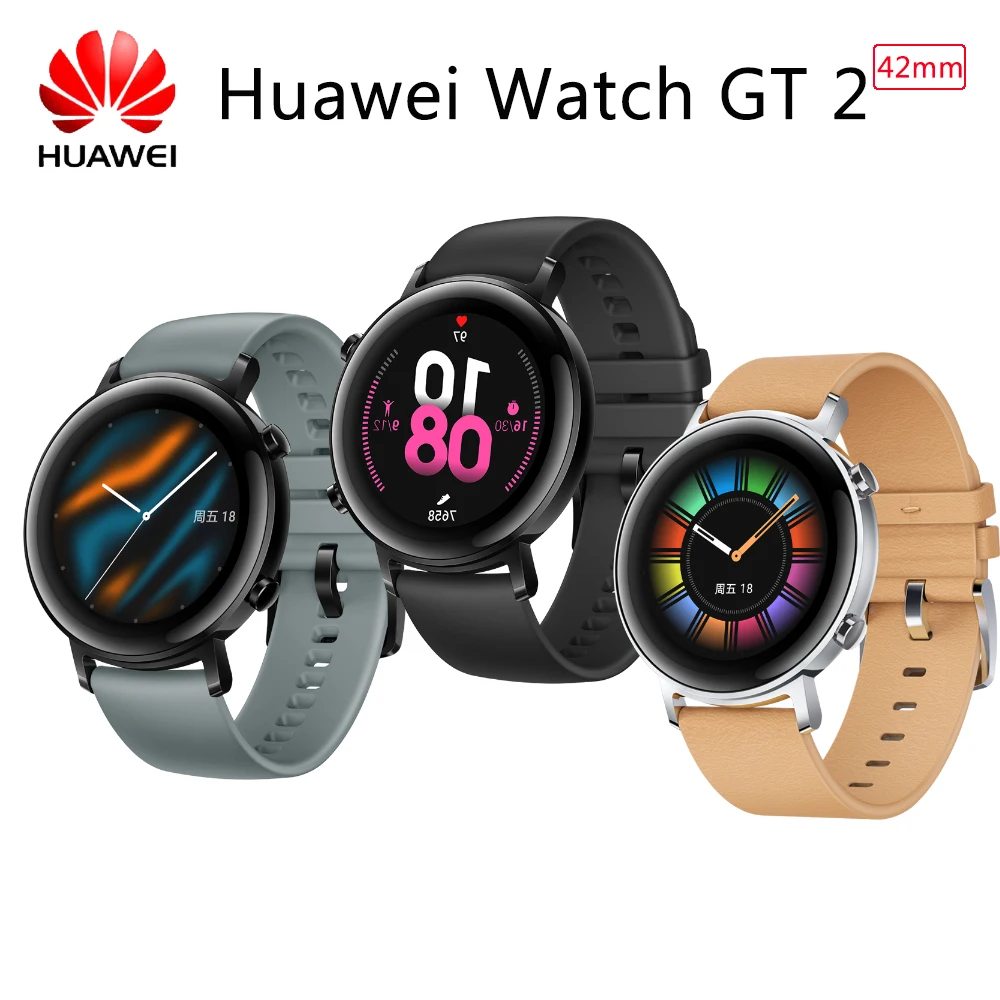 Умные часы Huawei Watch GT 2 42 мм Bluetooth 5 1 GPS кислородный трекер Spo2 музыкальный плеер тест