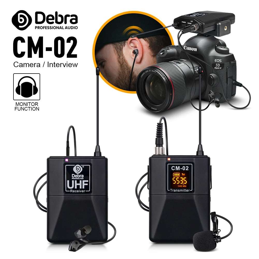 Профессиональный UHF беспроводной с монитором Lavalier микрофон диапазон 50 м для DSLR