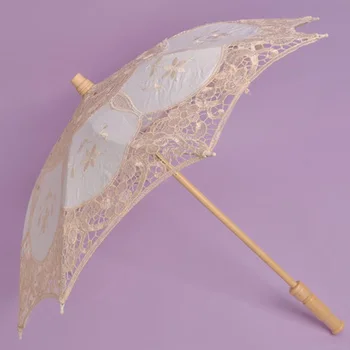 

Home Infant Baby Wooden Handle Lace Umbrella Decorative Mini Studio Party Props Photography Newborn Gift Wedding Shooting