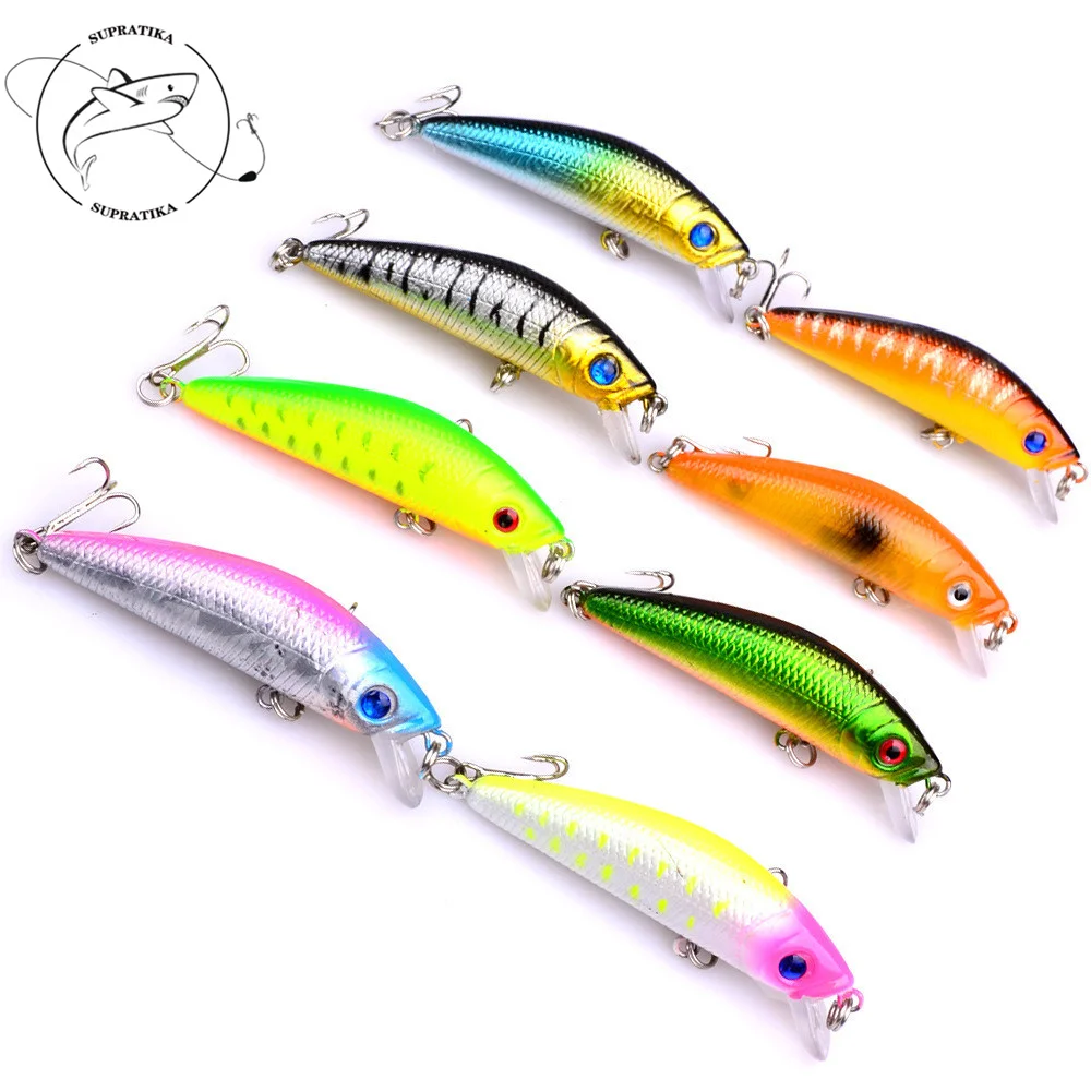 1pc 58mm/7.9g Colorful Striped Bass Hard Bait With Hooks Minnow