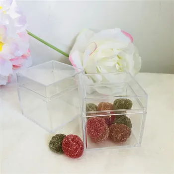

5x5cm Clear Square Party Favor Gift Box Transparent Plastic Birthday Candy Chocolate Holder Baby Shower Christmas Box Supplies