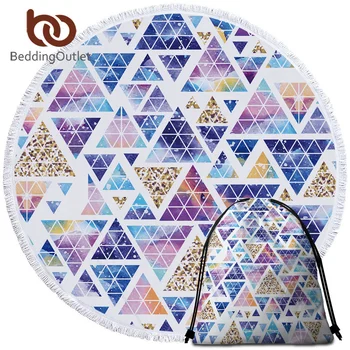 

BeddingOutlet Native Beach Towel With Drawstring Backpack Stylish Geometric Round Beach Blanket Watercolor Yoga Mat Bath Towel