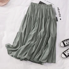 Новинка, Осень-зима, Женская Однотонная юбка с высокой талией, женские повседневные юбки средней длины, yy457