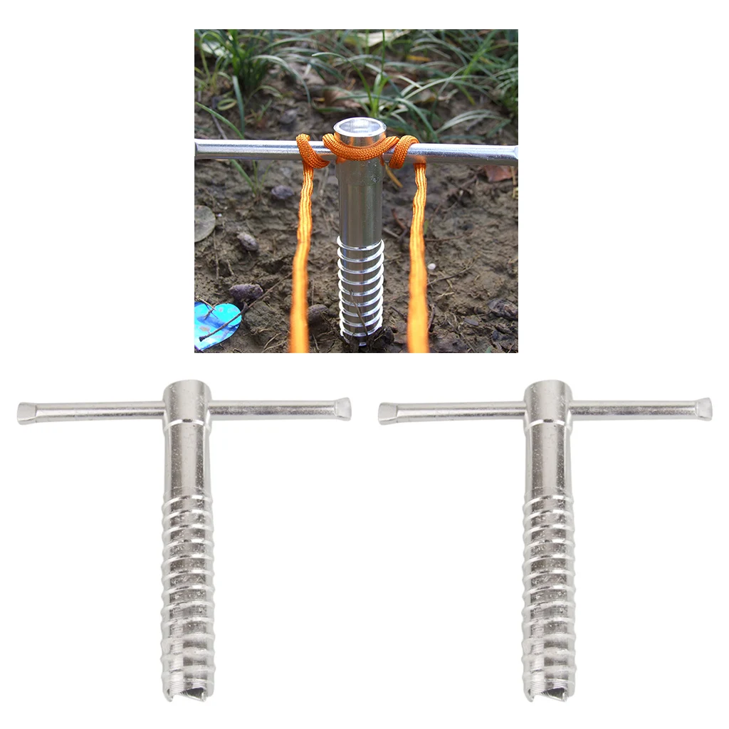 2Pc Outdoor Ice Land Snow Spiral Nail Camping Awning Tent Ground Screws Pegs