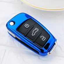 Tpu caso chave do carro chave capa de proteção para audi q7 c6 a7 a8 r8 a1 a3 a4 a5 escudo carro-estilo acessórios caso chave para carro