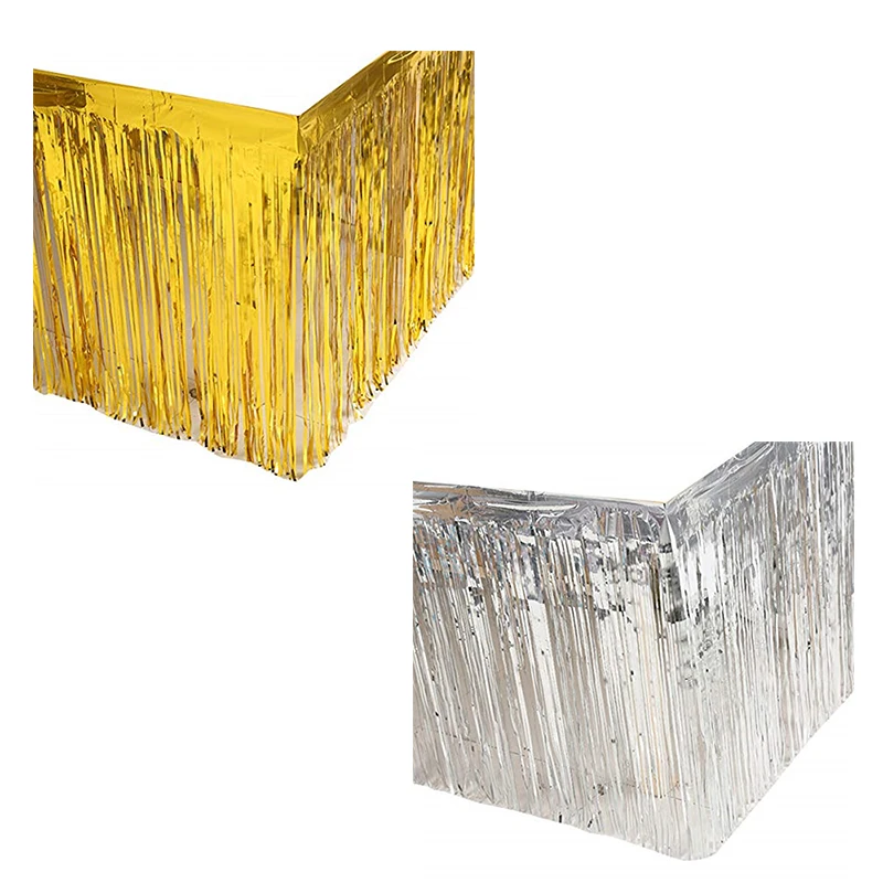New Table Skirt Wedding Decoration Table New Year Easter Decoration For Home Birthday Party Decor Metal Rain Tinsel Table Skirt 5