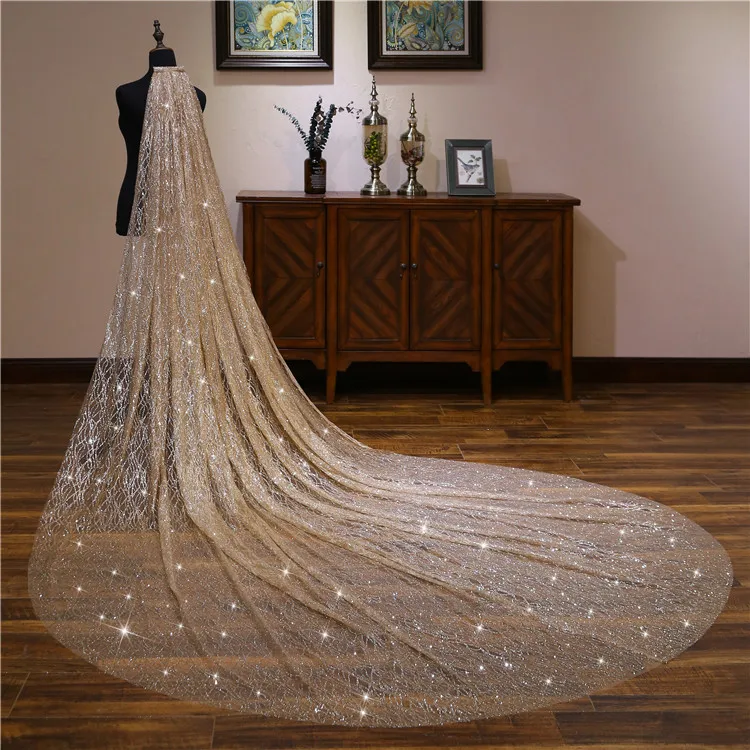 

75-500cm White/Ivory Bridal Veil With Comb One Layer Cathedral Veil With Pearls Soft Tulle Velos de Noiva Wedding Beaded Veil