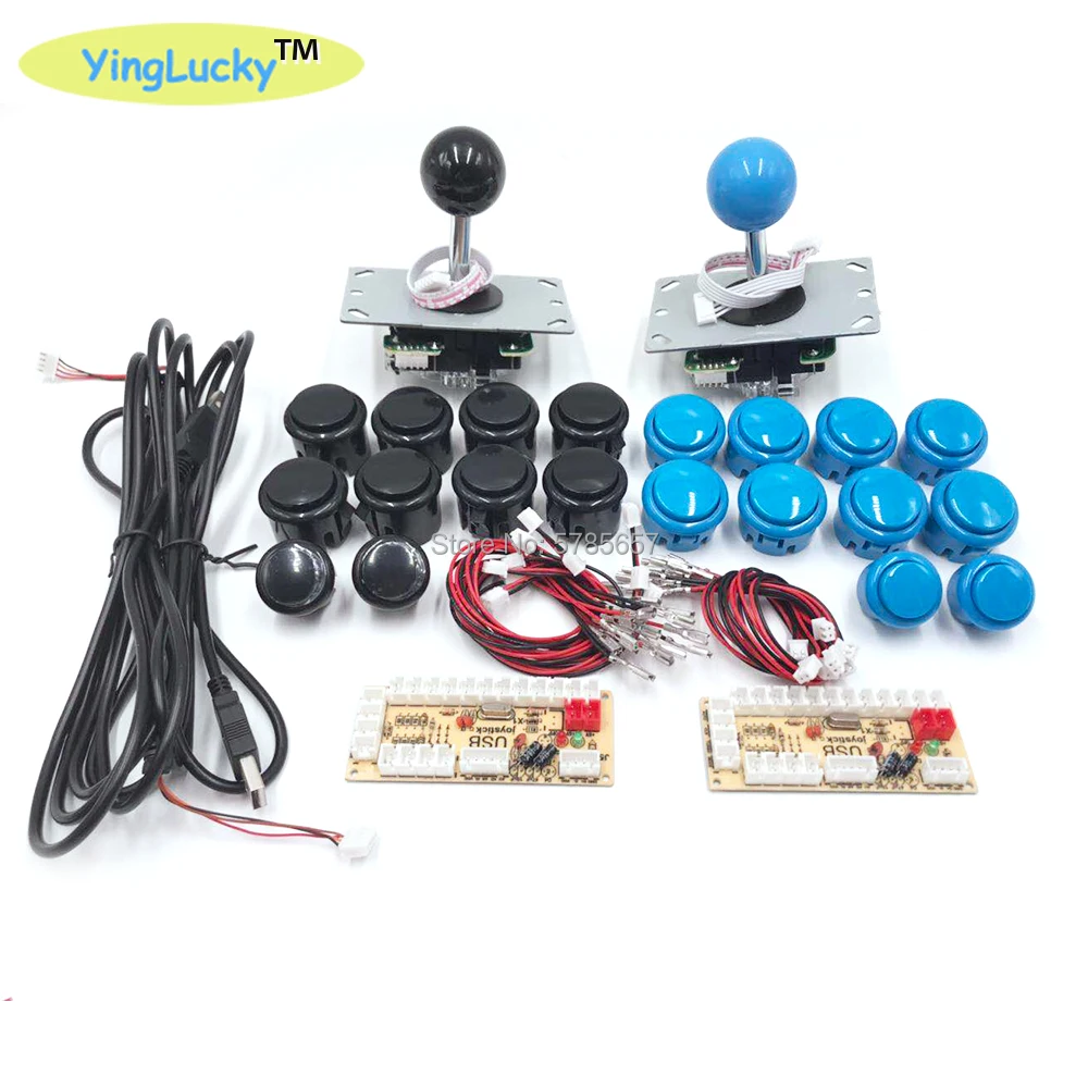 zero delay usb encoder 2 player control to ps2 pc games joystick led push buttons micro switch for arcade joystick diy kits Arcade DIY Joystick Zero Delay Kit, USB Encoder, PC Joystick, Sanwa Push Buttons, Free Shipping