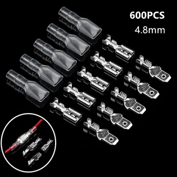 

600PCS Insulated Female&Male Spade Crimp Terminals Kit 4.8mm Seal Electrical Wire Connectors Crimping Terminal Connector
