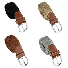 

50% Hot Sales Men Women Fashion Braided Elastic Stretch Metal Buckle Belt Strap Waistband