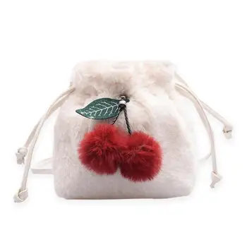 

New Fashion Handbags Classic Delicate Texture Plush Drawstring Crossbody Handbags Women Pompom Small Shoulder Messenger Bags