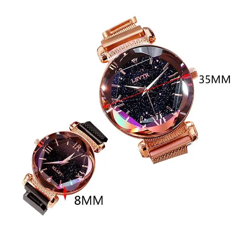 New Fashion Star Quartz Watch Glass Quartz Mesh With Magnetic Buckle Ladies Watch Star Magnet Watch With Magnet Watch