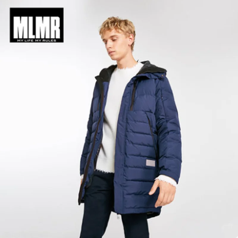 Красивый теплый мужской пуховик JackJones, Мужская зимняя длинная куртка с капюшоном и стоячим воротником, 218412515