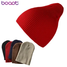 Женская зимняя теплая шапка в стиле хип-хоп, вязаная шапка, уличная шляпа, акриловая одноцветная Лыжная шапка, женские эластичные шапки